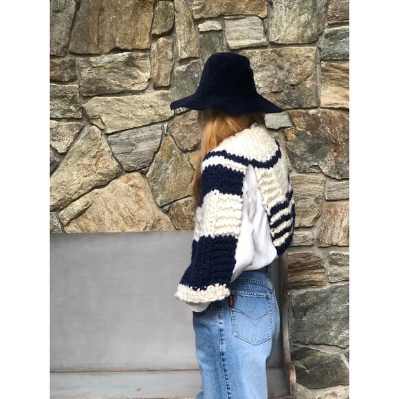 New Free People Hand Knit Stripe Dickie by Loopy Mango $310 Chunky Merino Wool - Picture 4 of 7